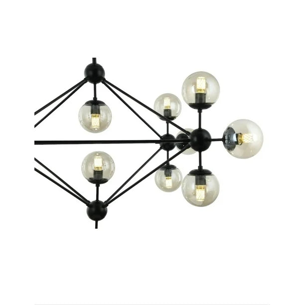 Lámpara de Techo  Estilo Átomo con 15 Luces Base E27 Decorativo Vintage Industrial con Esferas de Cristal Ámbar – NGR